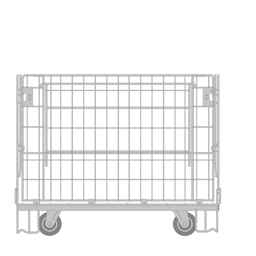 [011781] Contenedor plegable de varilla cincada con ruedas Ø125 mm - Dim.: 1140x830x1000h mm - Acero cincado