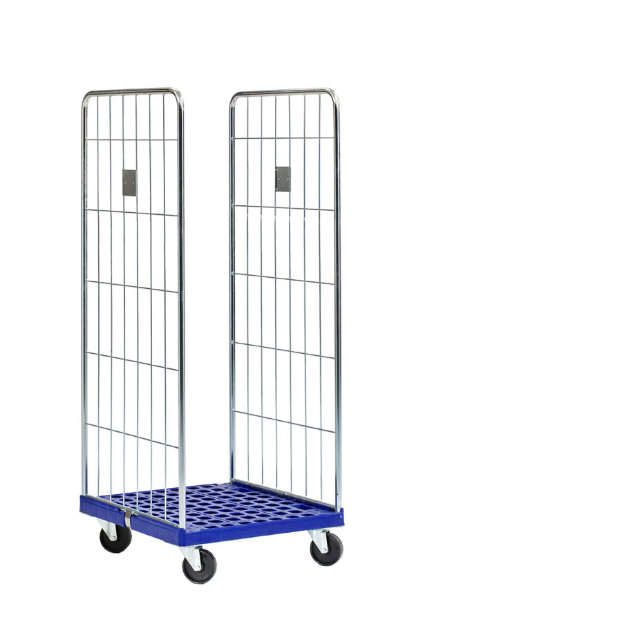 [011803] Roll contenedor de varilla cincada con 2 lados y base plástica - Dim.: 720x800x1800h mm - Acero cincado