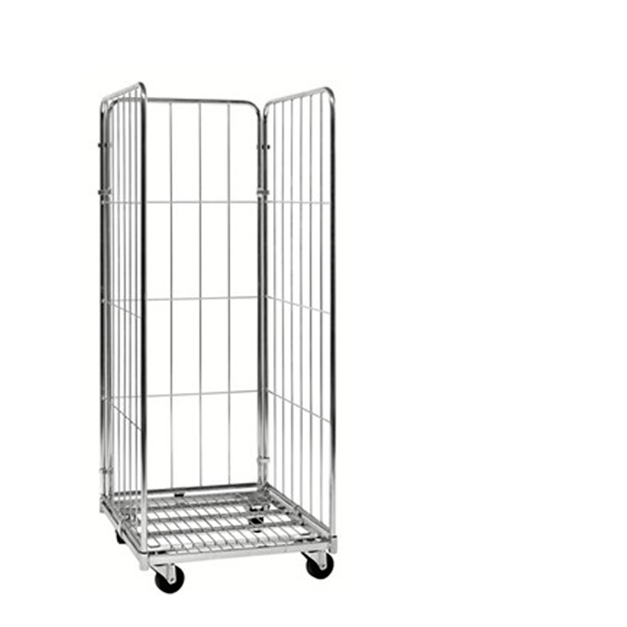 [011807] Roll contenedor de varilla cincada con 3 lados - Dim.: 600x800x1520h mm - Acero cincado