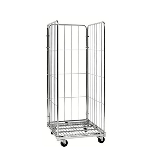 [011807] Roll contenedor de varilla cincada con 3 lados - Dim.: 600x800x1520h mm - Acero cincado