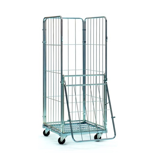 [011808] Roll contenedor de varilla cincada con 3 lados y puerta - Dim.: 600x800x1520h mm - Acero cincado