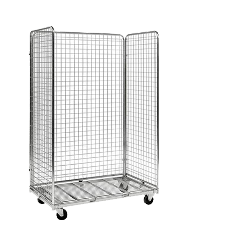 [011811] Roll contenedor de varilla cincada con 3 lados - Dim.: 1200x800x1800h mm - Acero cincado