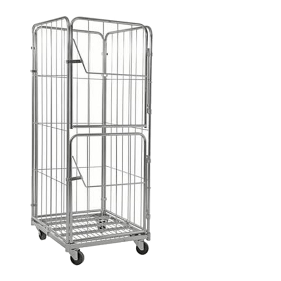 [011815] Roll contenedor para lavandería con 3 lados y puerta - Dim.: 720x800x1800h mm - Acero cincado