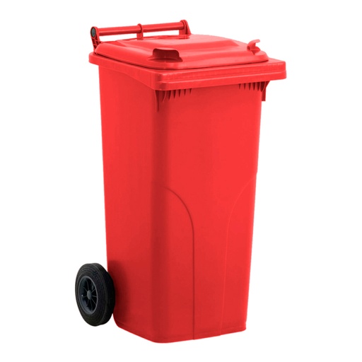[012110] Basurera plástica para la recogida de residuos sólidos de 120 litros - Dim.: 530x480x950h mm - polietileno rojo