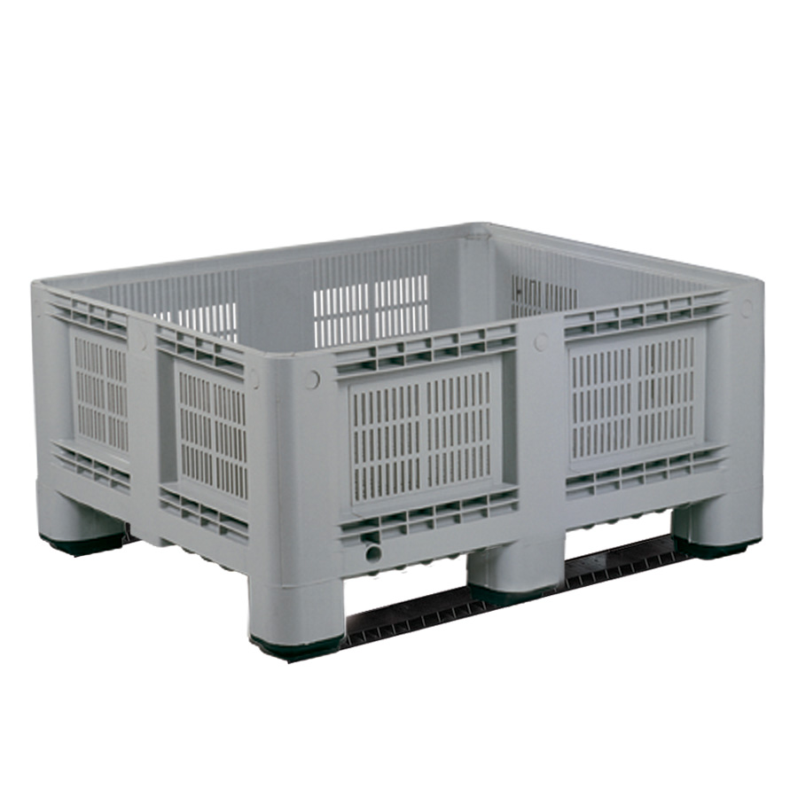 [012502] Contenedor plástico perforado de 400 litros con 2 travesaños - Dim.: 1200x1000x580h mm - Gris