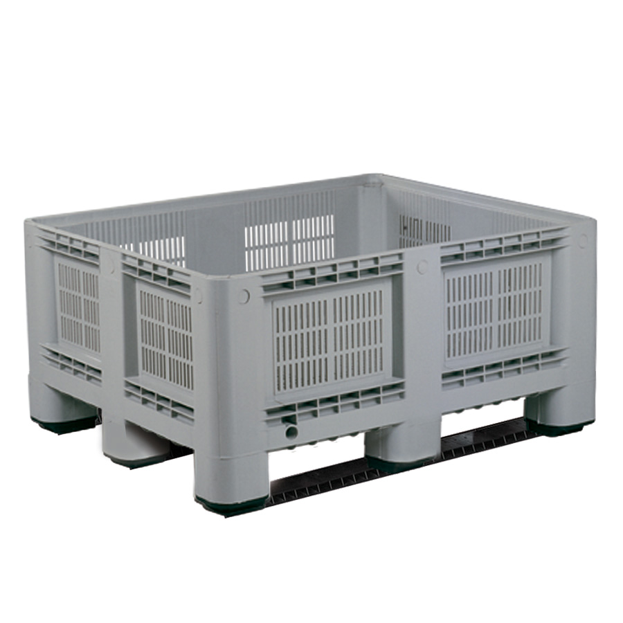 [012503] Contenedor plástico perforado de 400 litros con 3 travesaños - Dim.: 1200x1000x580h mm - Gris