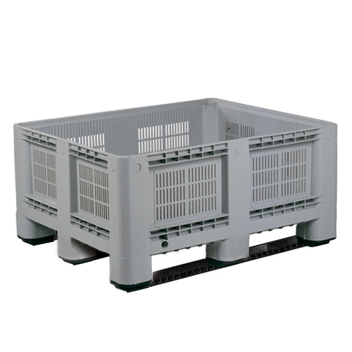 [012503] Contenedor plástico perforado de 400 litros con 3 travesaños - Dim.: 1200x1000x580h mm - Gris