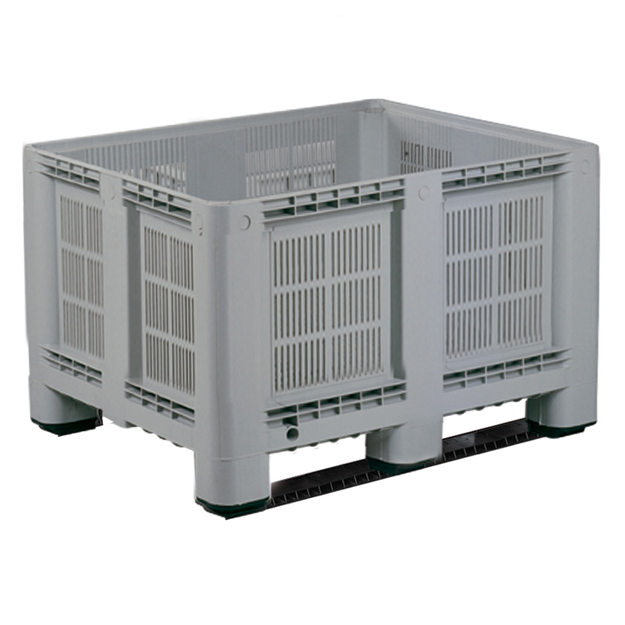 [012505] Contenedor plástico perforado de 610 litros con 2 travesaños - Dim.: 1200x1000x760h mm - Gris