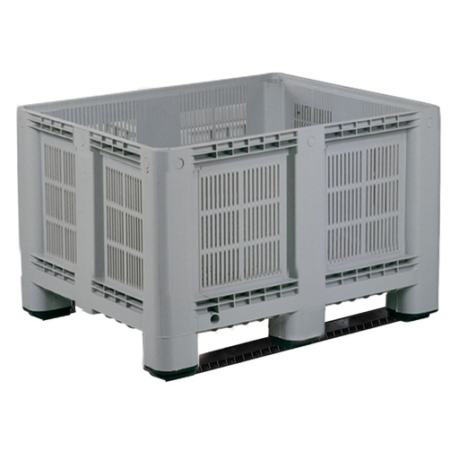 [012505] Contenedor plástico perforado de 610 litros con 2 travesaños - Dim.: 1200x1000x760h mm - Gris