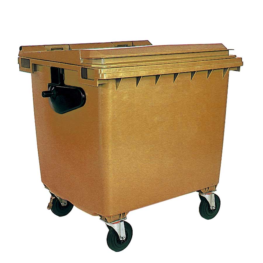 [014142] Contenedor plástico para la recogida de residuos de 1000 lts de volumen - Dim.: 1370x1130x1315h mm - marrón