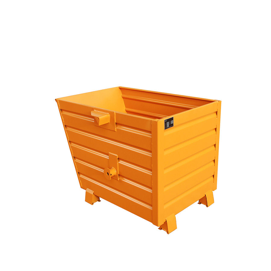 [014565] Contenedor metálico apilable y basculante mediante implante - Cap. 0,7 m³ - Dim.: 1200x800x900 mm - Naranja ral 2000