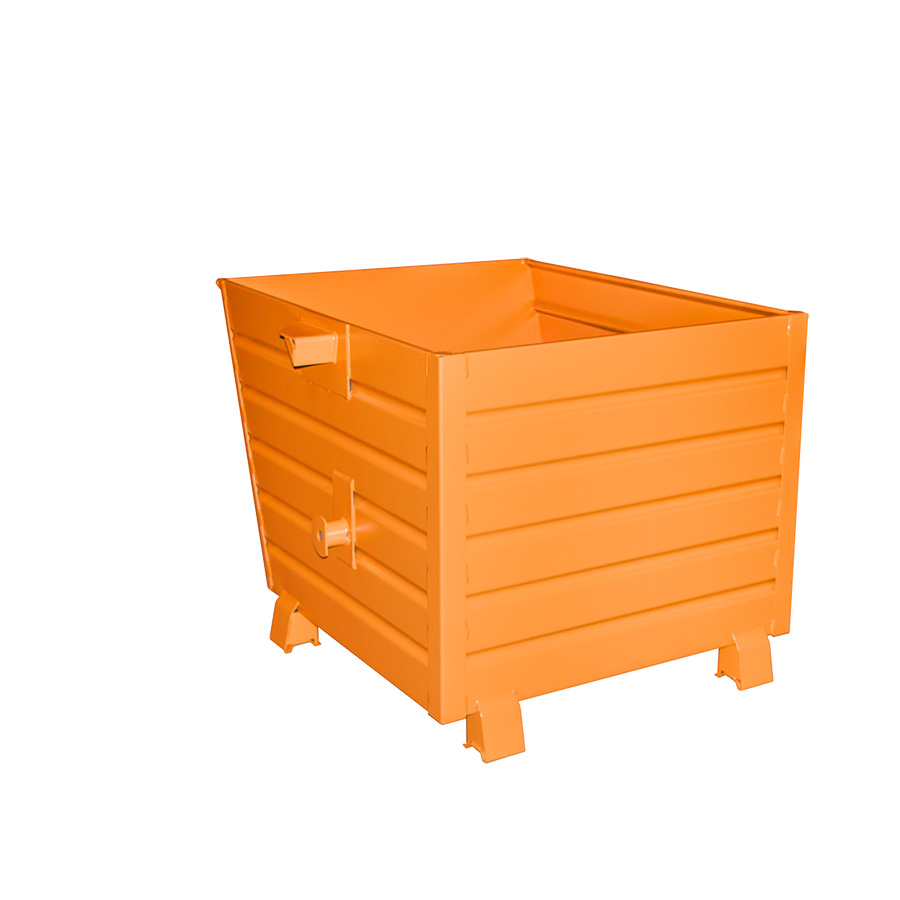 [014566] Contenedor metálico apilable y basculante mediante implante - Cap. 0,9 m³ - Dim.: 1200x1000x900 mm - Naranja ral 2000
