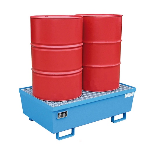 [014589] Cubeto de retención con rejilla para 2 bidones de 200 lts - Dim.: 1200x800x415h mm - Acero pintado