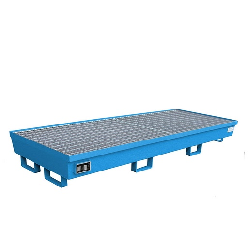 [014593] Cubeto de retención con rejilla para 4 bidones de 200 lts - Dim.: 2400x800x285h mm - Acero pintado