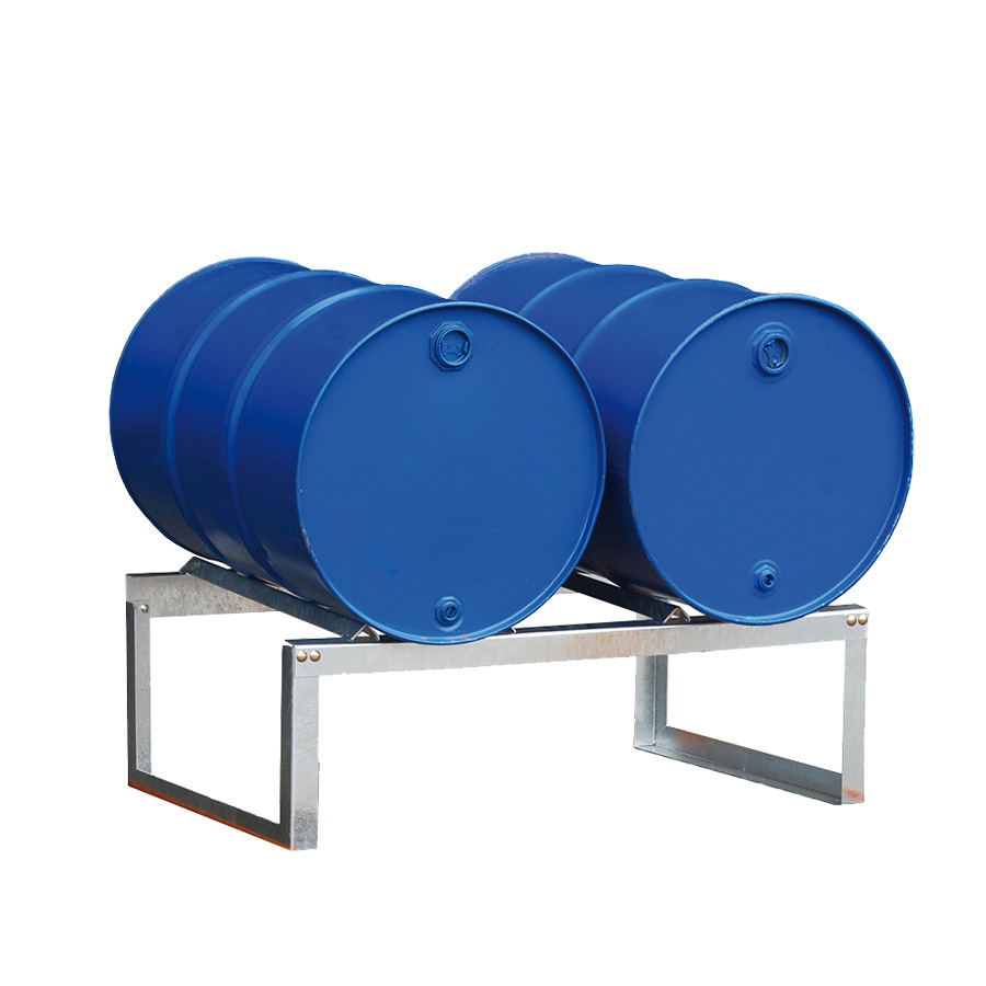 [014608] Soporte metálico para el almacenamiento de 2 barriles tumbados de 200 lts. - Dim.: 1200x800x120h mm - Galvanizado