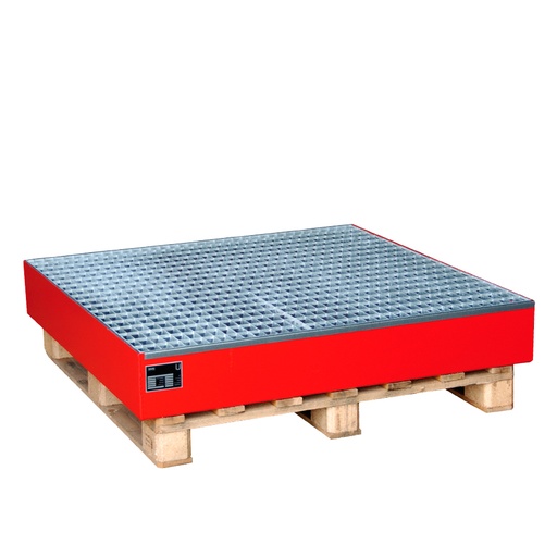 [014618] Cubeto de retención con rejilla para 4 bidones de 200 lts - Dim.: 1200x1200x185h mm - Acero pintado