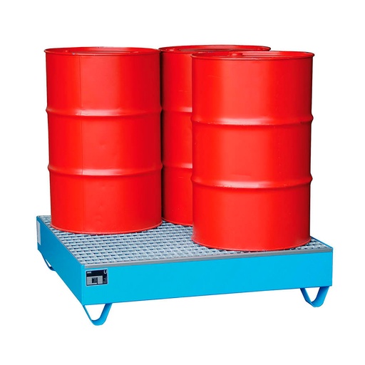 [014620] Cubeto de retención con rejilla para 4 bidones de 200 lts - Dim.: 1200x1200x285h mm - Acero pintado