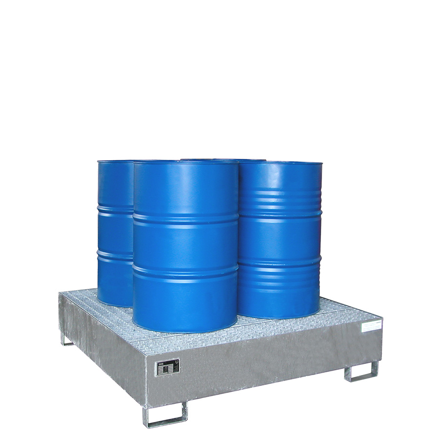 [014633] Cubeto de retención metálico con rejilla metálica - Cap.: 450 lts - Dim.: 1460x1460x355h mm - acero galvanizado