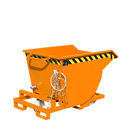 [014645] Contenedor auto-basculante con grifo y horquillas para carretilla - Capacidad 0,3 m³ - Dim.: 1300x820x800h mm - naranja ral 2000
