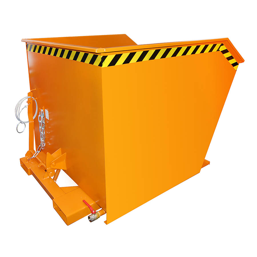 [014670] Contenedor auto-basculante con grifo y horquillas para carretilla - Capacidad 1 m³ - Dim.: 1640x1280x780h mm - naranja ral 2000