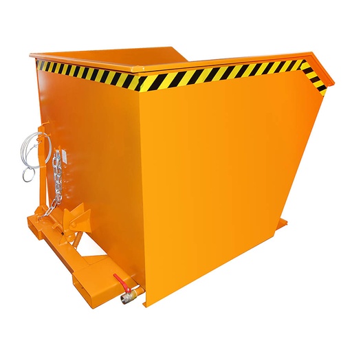 [014670] Contenedor auto-basculante con grifo y horquillas para carretilla - Capacidad 1 m³ - Dim.: 1640x1280x780h mm - naranja ral 2000