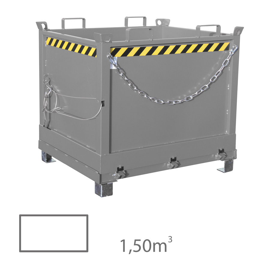 [014705] Contenedor de fondo abatible Ecoline - Capacidad 1,5 m³ - Dim.: 1000x1800x1160 mm - acero pintado
