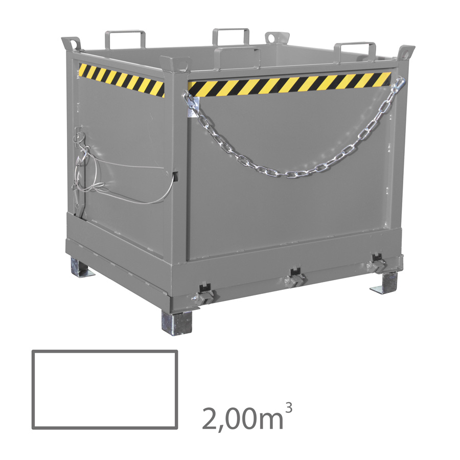 [014707] Contenedor de fondo abatible Ecoline - Capacidad 2 m³ - Dim.: 1000x1800x1460 mm - acero pintado