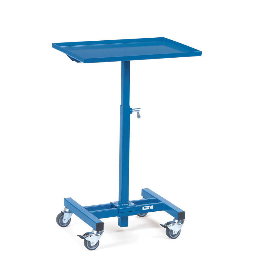 [014845] Transportador y posicionador de material en altura con ruedas - Dim. plataforma 605 x 405 mm - Azul Ral 5007