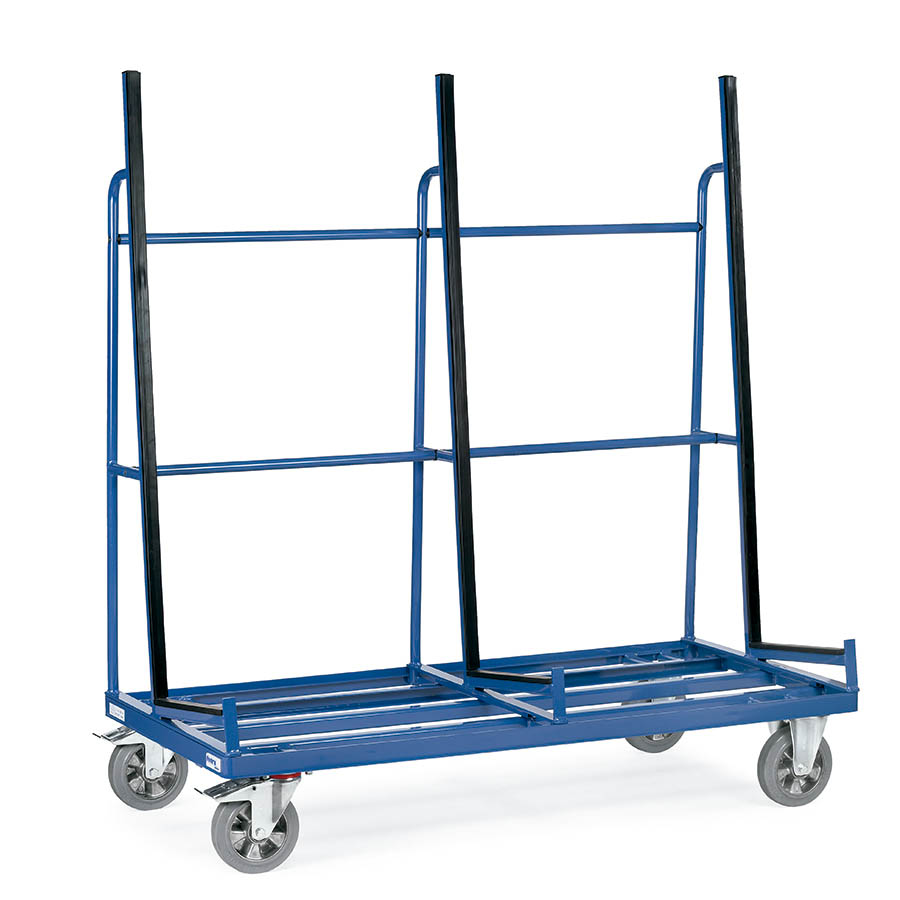 [014855] Carro metálico manual el transporte a 1 cara de tableros, tablas y paneles - Dim. plataforma 1600x800 mm - Azul ral 5007