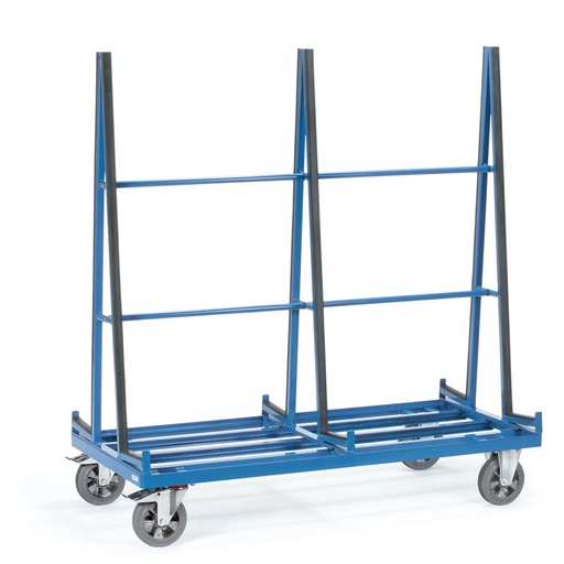 [014857] Carro metálico manual el transporte a 2 caras de tableros, tablas y paneles - Dim. plataforma 1600x800 mm - Azul ral 5007