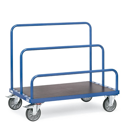 [014860] Carro metálico manual para tableros, tablas y paneles - Dim. plataforma 1600x800 mm - Azul ral 5007 (barras divisorias no incluidas)