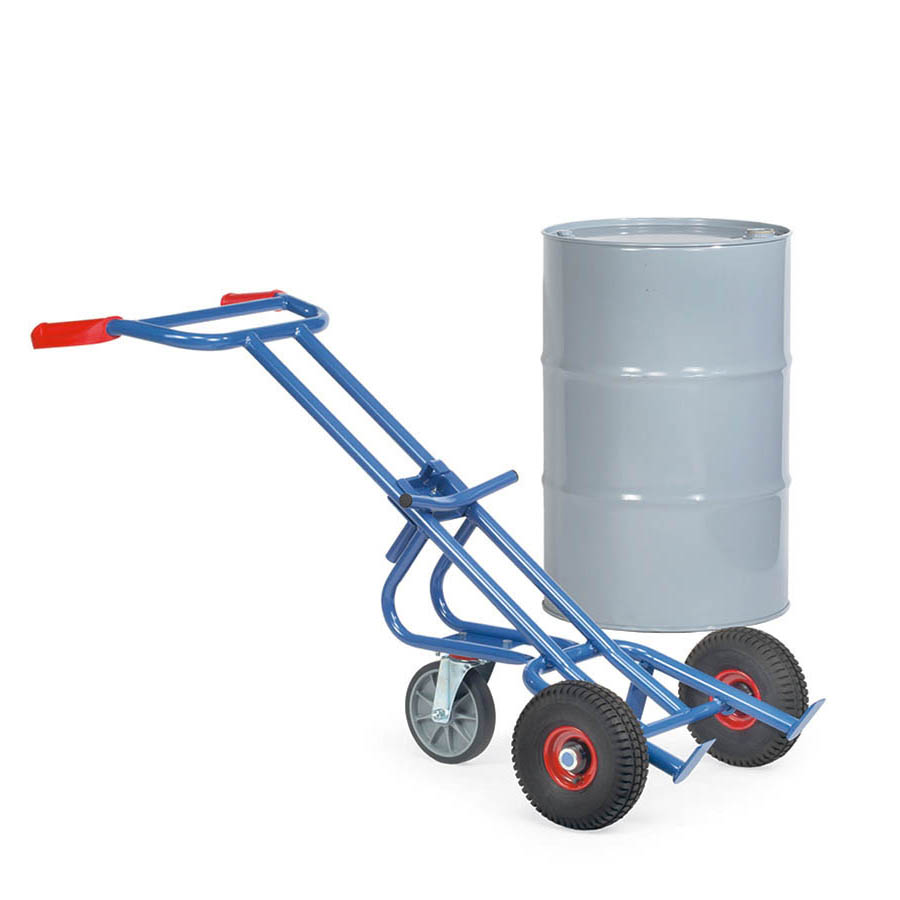 [014887] Carretilla manual en acero para bidones - Dim. 680 x 1600h mm - Azul ral 5007