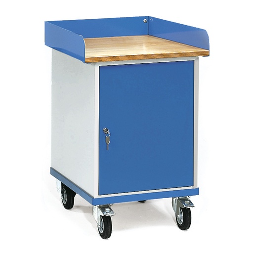 [014918] Carro de taller para herramientas con armario y reborde superior - Dim. plataforma 520 x 625 mm - Gris ral 7035 y Azul ral 5007