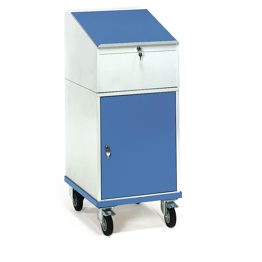 [014919] Carro para taller tipo escritorio con atril - Dim. 650x550x1200h mm - Gris ral 7035 y Azul ral 5007