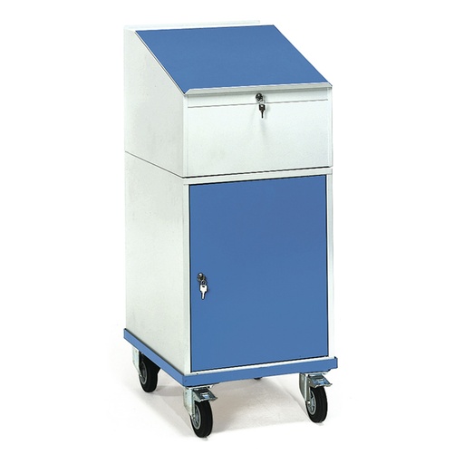[014919] Carro para taller tipo escritorio con atril - Dim. 650x550x1200h mm - Gris ral 7035 y Azul ral 5007