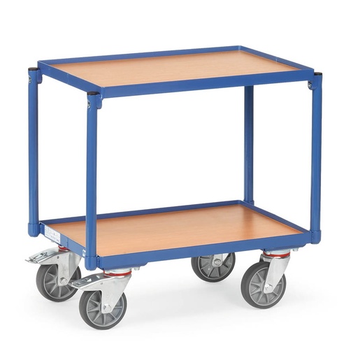 [014935] Base rodante para cajas con plataforma de madera y estante - Dim. plataforma 610 x 410 mm - Azul Ral 5007