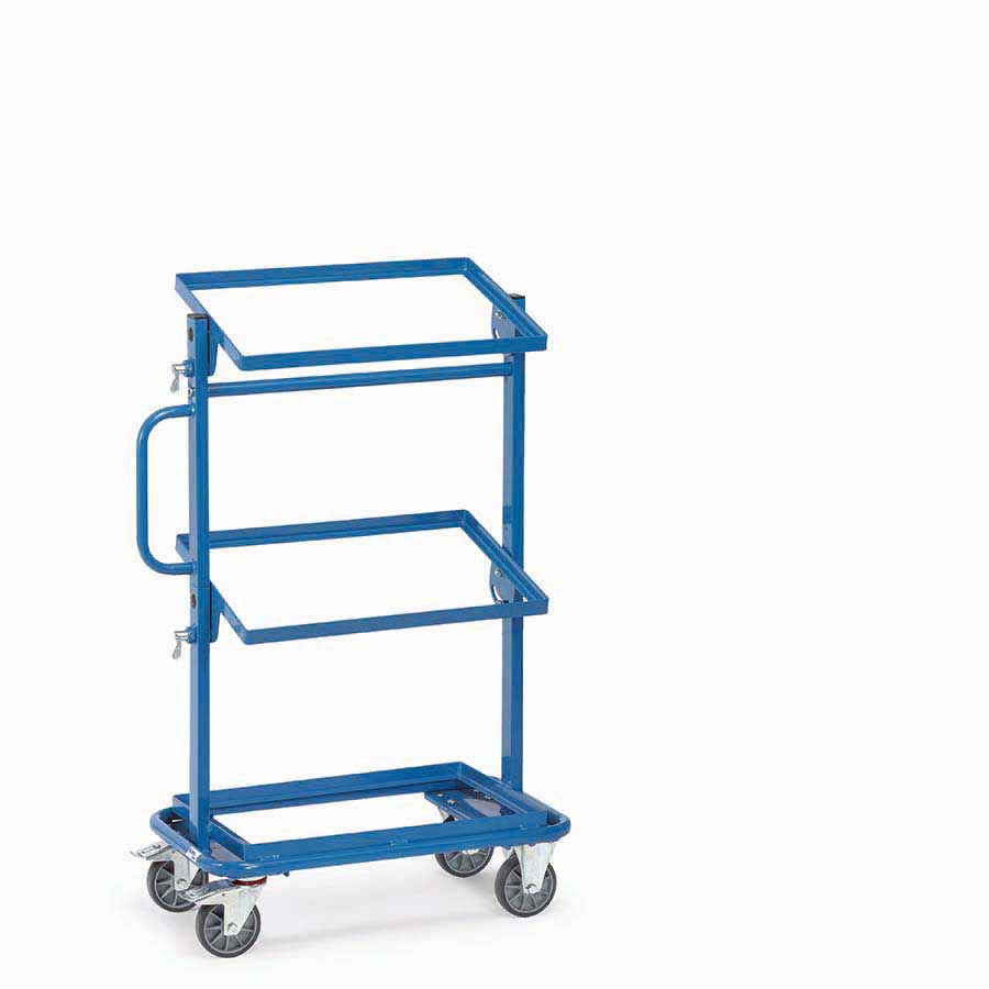 [014938] Carro porta cajas Eurobox con estante tipo soporte (sin cajas) - Dim. plataforma 600 x 400 mm - Azul ral 5007