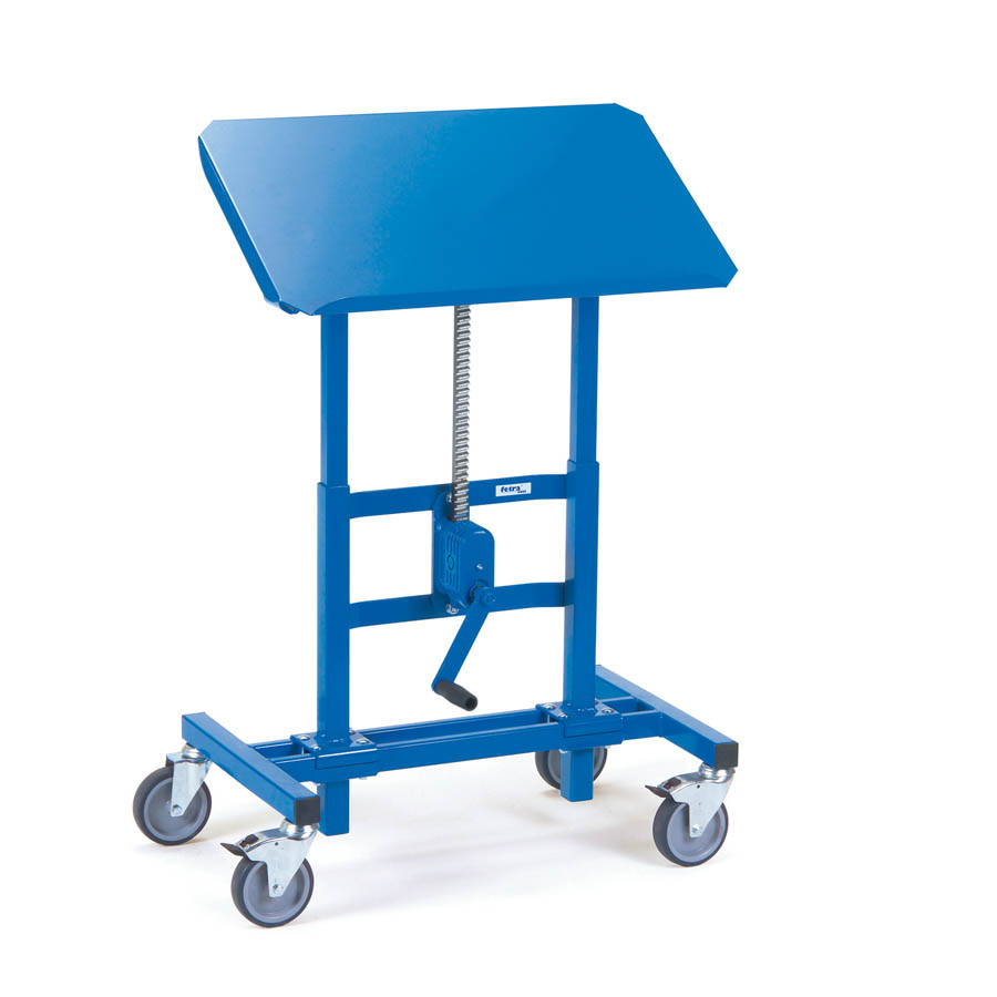 [014941] Transportador y posicionador de material en altura con ruedas - Dim. plataforma 750 x 450 mm - Azul Ral 5007