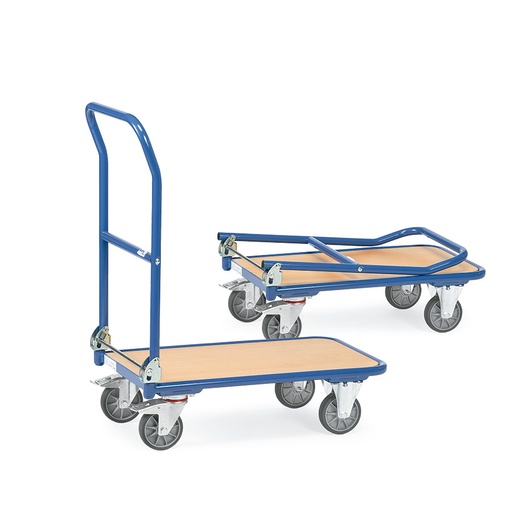 [014942] Carro de transporte con plataforma de estructura tubular plegable - Dim. plataforma 720 x 450 mm - Azul ral 5007