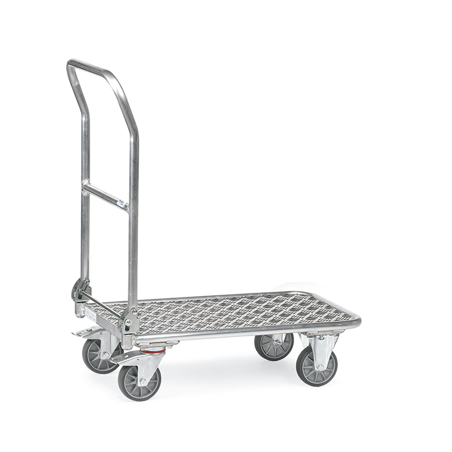 [014944] Carro con tirador plegable y plataforma de aluminio - Dim. plataforma 720 x 450 mm - Aluminio