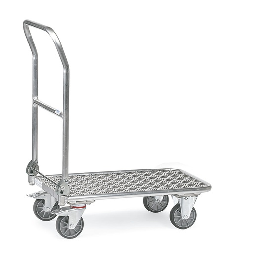 [014944] Carro con tirador plegable y plataforma de aluminio - Dim. plataforma 720 x 450 mm - Aluminio
