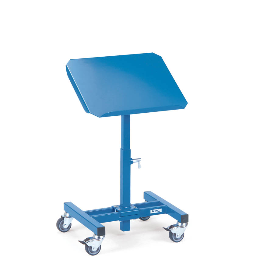 [014946] Transportador y posicionador de material en altura con ruedas - Dim. plataforma 510 x 410 mm - Azul Ral 5007