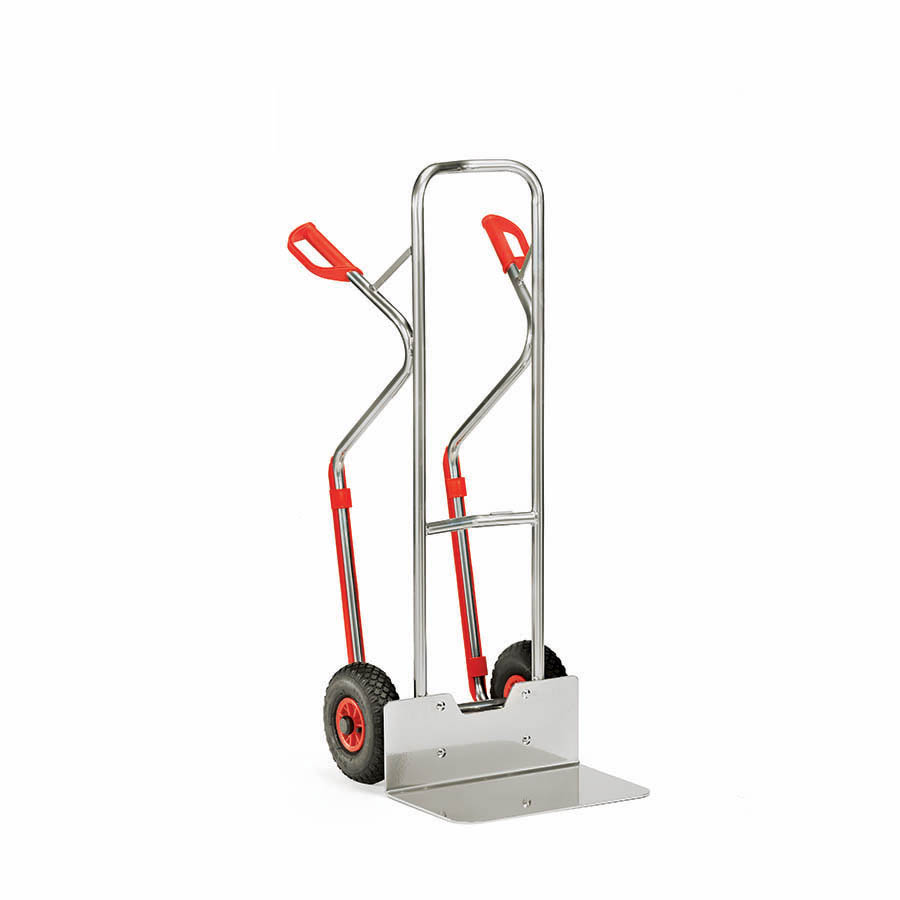 [014966] Carretilla de mano de aluminio con ruedas neumáticas y patines - Dim. pala 480 x 300 mm - Aluminio