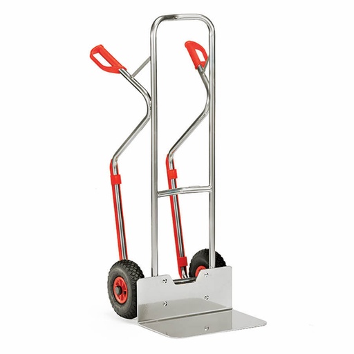 [014966] Carretilla de mano de aluminio con ruedas neumáticas y patines - Dim. pala 480 x 300 mm - Aluminio