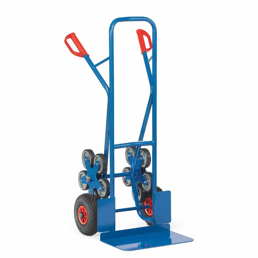 [014968] Carretilla de mano de acero para subir escaleras - Dim. pala 480 x 300 mm - Azul ral 5007