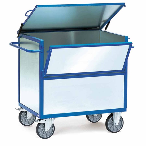 [014975] Carro protegido con paredes de acero galvanizado y 2 puertas batientes - Dim. plataforma 1.200x800 mm - Azul ral 5007