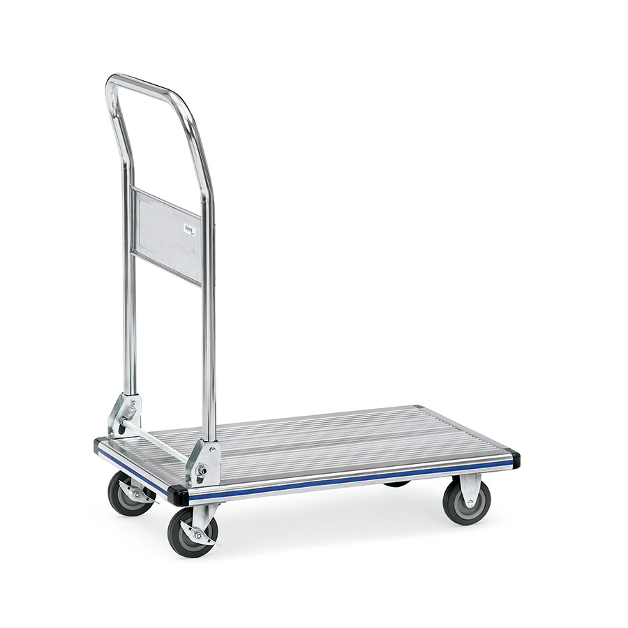[014980] Carro con tirador plegable y plataforma de aluminio - Dim. plataforma 740 x 480 mm - Aluminio