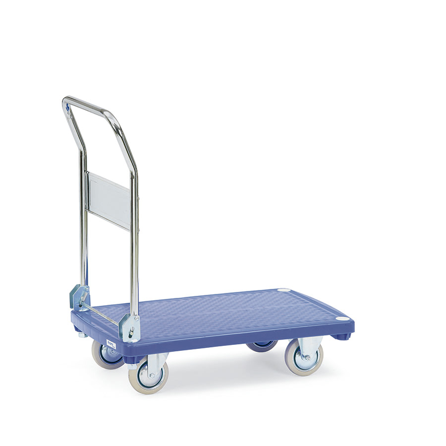 [014981] Carro con tirador metálico plegable y plataforma de plástico - Dim. plataforma 810 x 500 mm