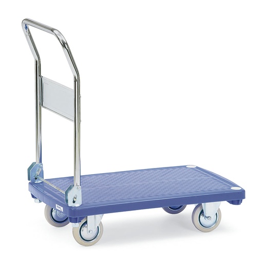 [014981] Carro con tirador metálico plegable y plataforma de plástico - Dim. plataforma 810 x 500 mm