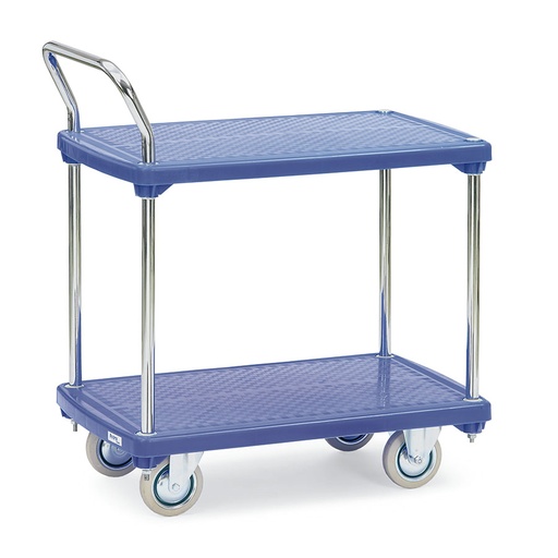 [014982] Carro para oficina y colectividades con plataforma y estante de plástico - Dim. plataforma 810 x 500 mm